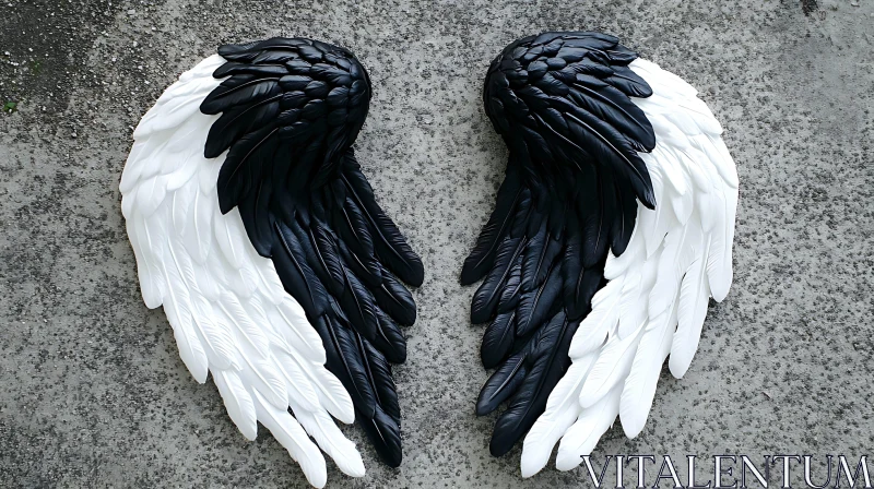 Yin Yang Angel Wings Art AI Image