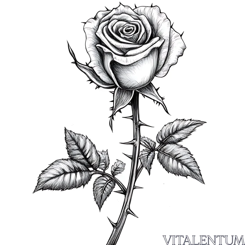 Intricate Rose Drawing AI Image