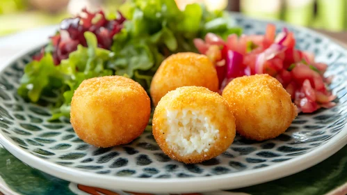 Golden Brown Crispy Balls on Decorative Plate