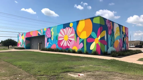 Building with Flower Mural