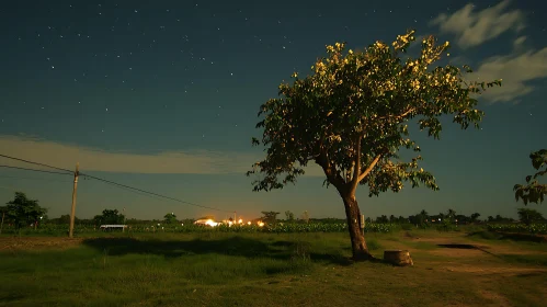 Night Sky and Lone Tree