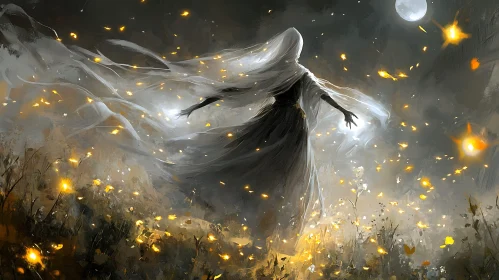 Mystical Figure Under the Moon's Glow