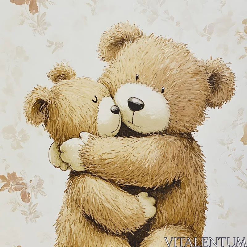 Affectionate Teddy Bears in Loving Embrace AI Image