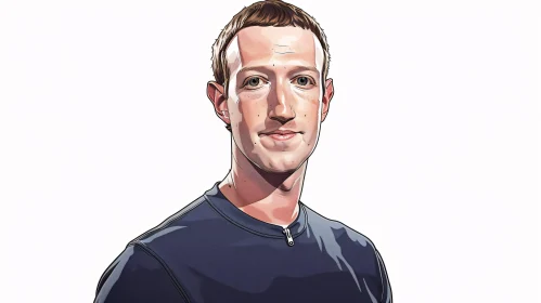 Stylized Illustration of Mark Zuckerberg