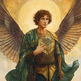 Winged Guardian Angel with Emerald Jewel