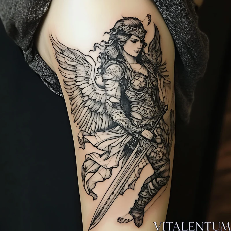 AI ART Winged Warrior Tattoo Art