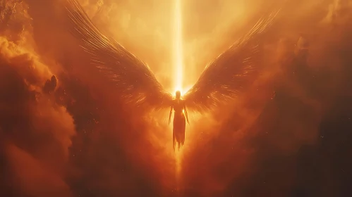 Winged Figure in Golden Light