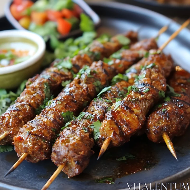 AI ART Succulent Skewers of Grilled Meat with Vegetables