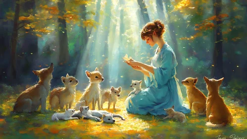 Forest Nymph with Fox Companions