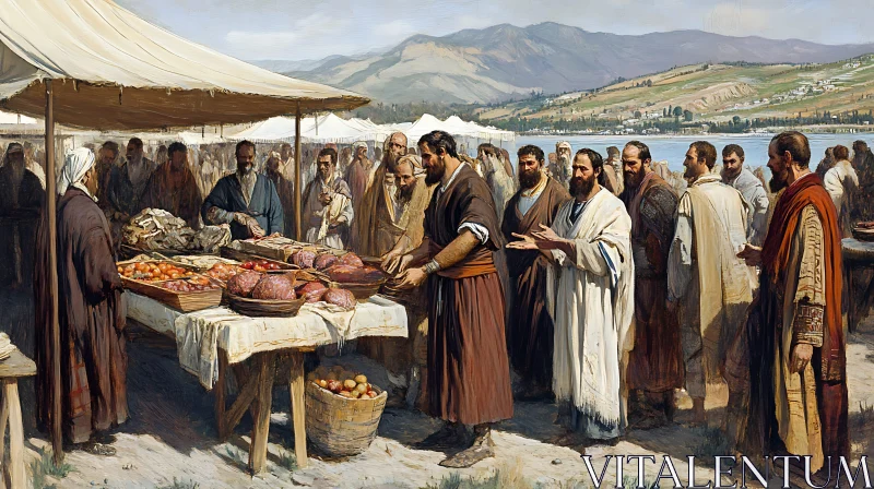 Vintage Market Gathering Artwork AI Image