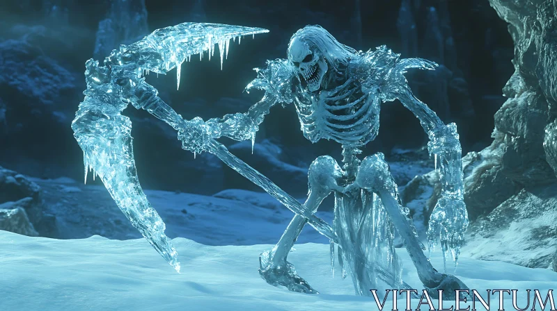 AI ART Frozen Death: An Ice Skeleton Portrait