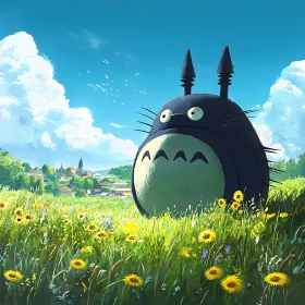 Whimsical Totoro in a Meadow