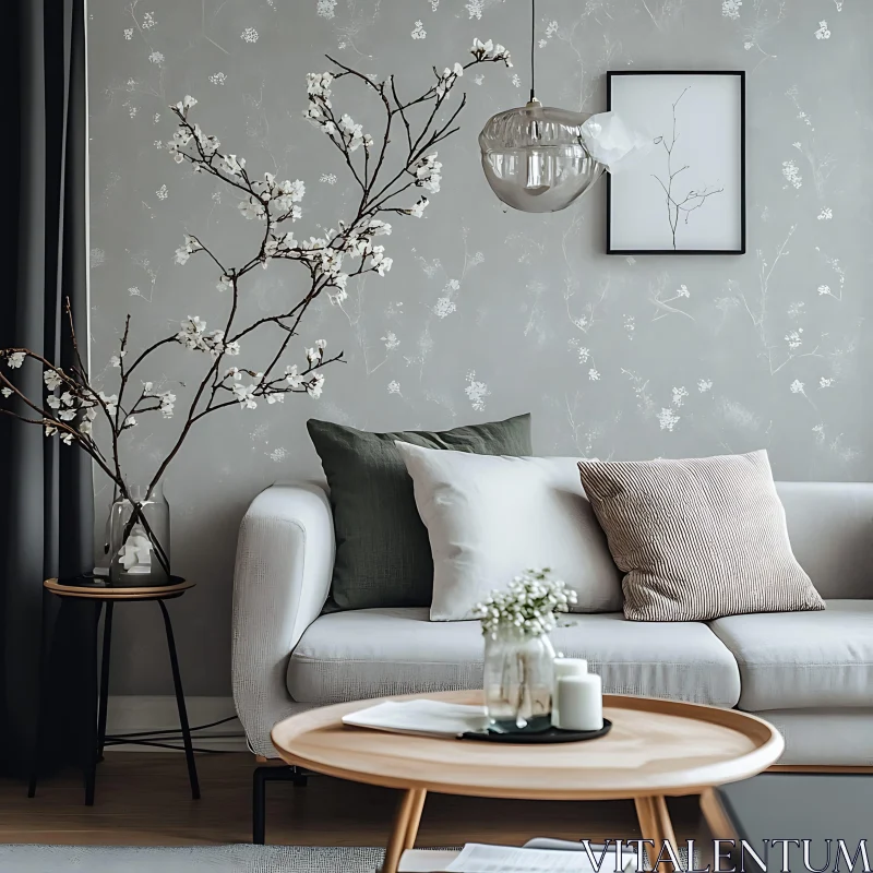 Modern Home Decor with Floral Accents AI Image