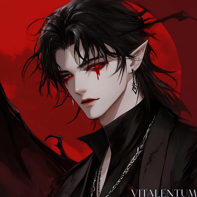 Elegant Vampire with Piercing Gaze AI Image