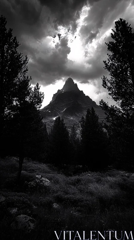 AI ART Monochrome Mountain Landscape