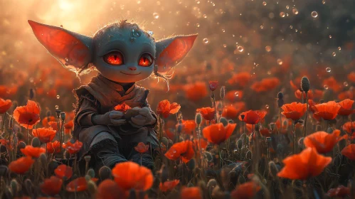 Alien in a Flower Field