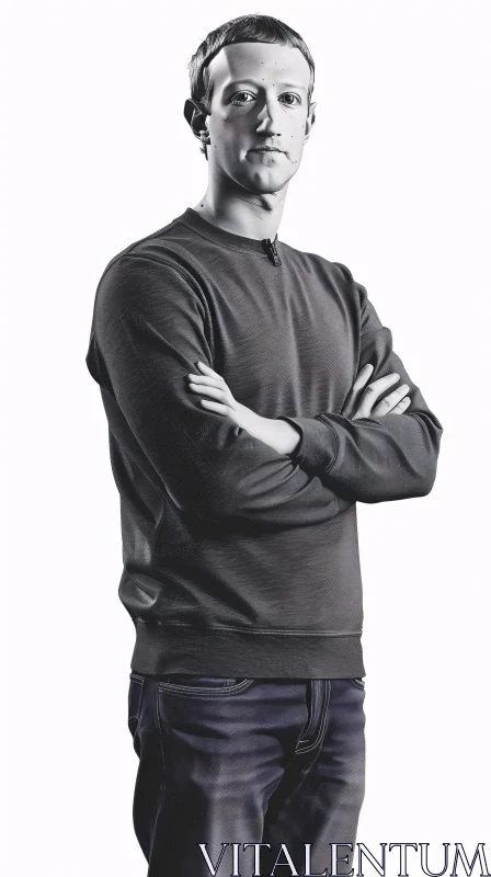 AI ART Black and White Image of Mark Zuckerberg