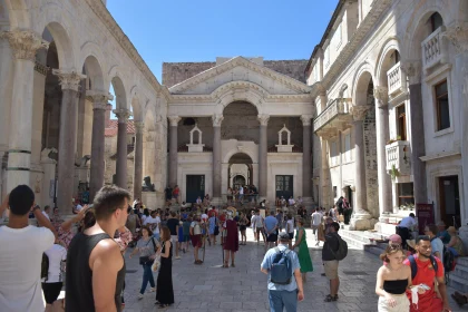 Visitors at Ancient Roman Square Free Stock Photo