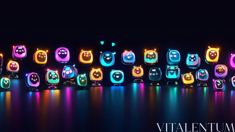 AI ART Colorful Glowing Robots Collection