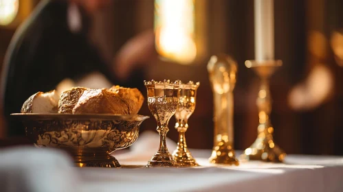 Religious Still Life with Golden Vessels