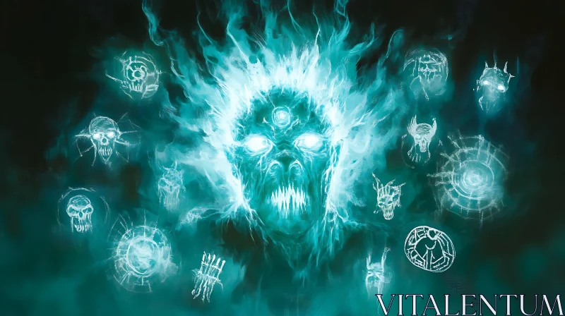 AI ART Mystical Apparition with Skulls