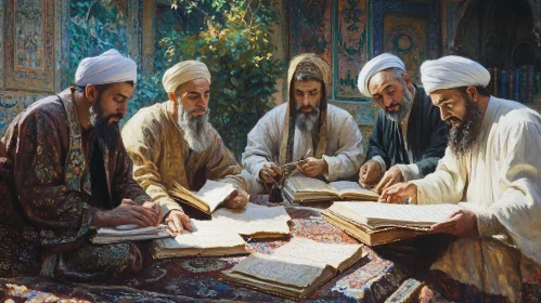Men Studying Old Manuscripts Artwork