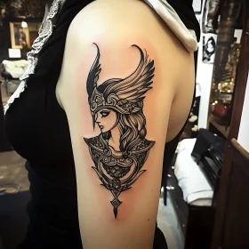 Mythological Valkyrie Arm Tattoo Design