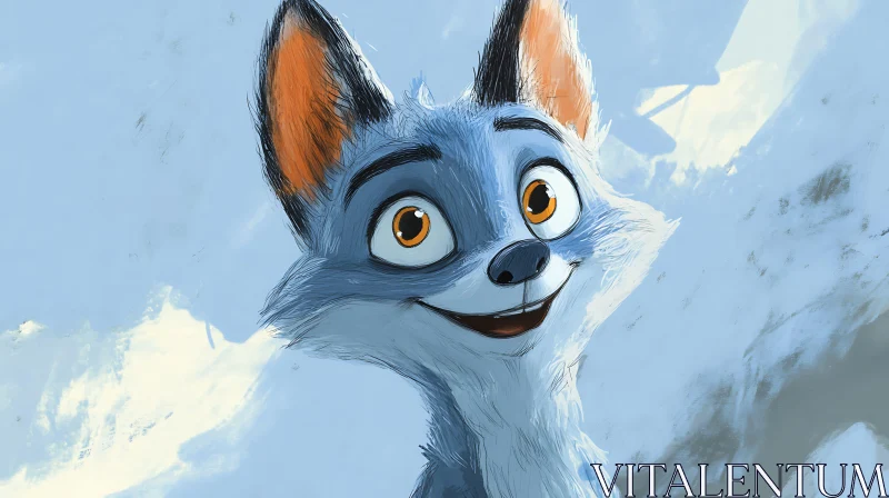 Animated Fox Portrait with Bright Eyes AI Image