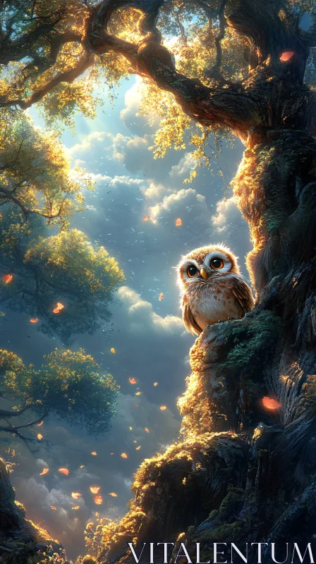 Mystical Forest with Owl AI Image