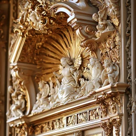 Detailed Baroque Sculpture with Golden Angels