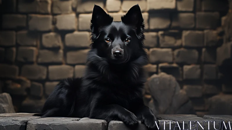Emotive Black Dog Portrait with Soft Lighting AI Image