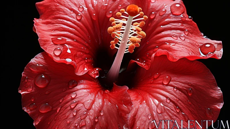 Enigmatic Tropics: Hibiscus Flower in Raindrops AI Image