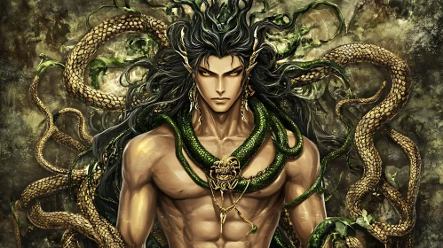 Man with Snakes: Fantasy Art