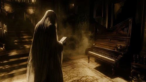 Ghostly Figure with Piano