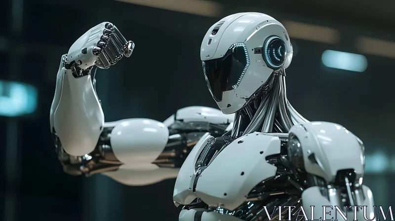 Sleek Humanoid Robot Showcasing Advanced Mechanics AI Image