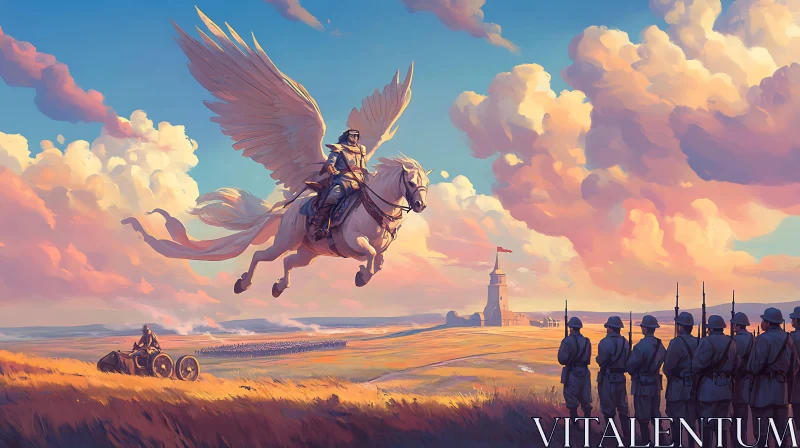 AI ART Winged Horse and Soldiers