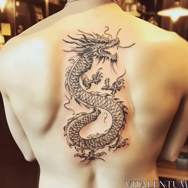 AI ART Intricate Black and Grey Dragon Tattoo