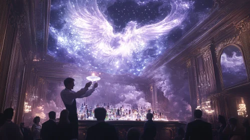 Magical Bar Scene with Phoenix Ceiling