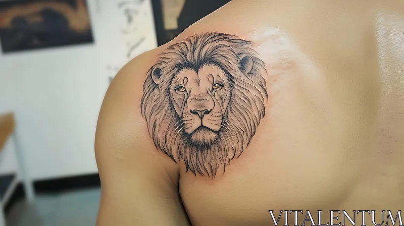 Majestic Lion Tattoo on Shoulder AI Image