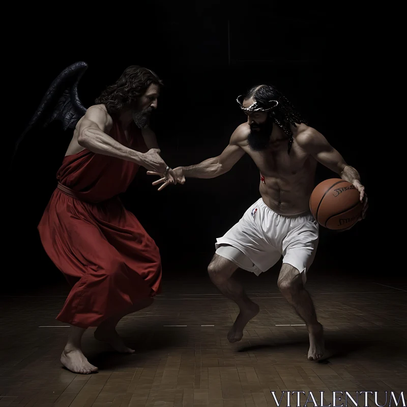 AI ART Basketball Game: Angel vs. Religious Figure