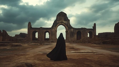 Ruins and Veiled Woman