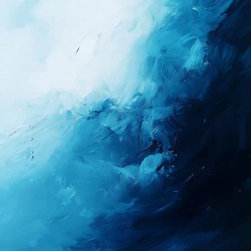 Blue Oceanic Wave Abstract Painting