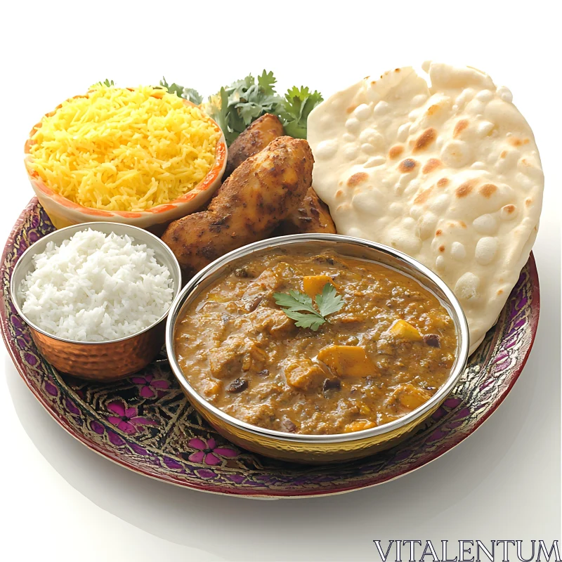 Traditional Indian Cuisine Platter AI Image