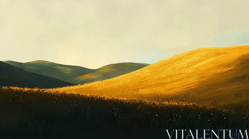 AI ART Rolling Hills in Golden Light