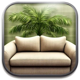 Tropical Comfort: Sofa with Palm Accent