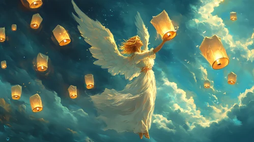 Angel in the Sky with Lanterns