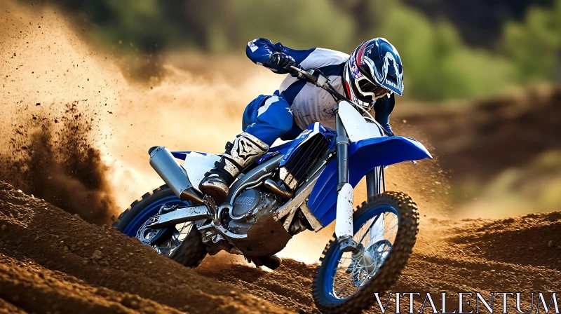 Blue Motorcycle Sand Ride AI Image