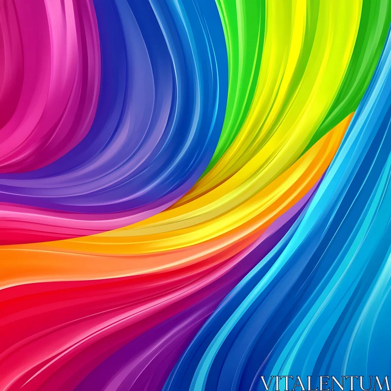 Fluid Rainbow Abstract Design AI Image