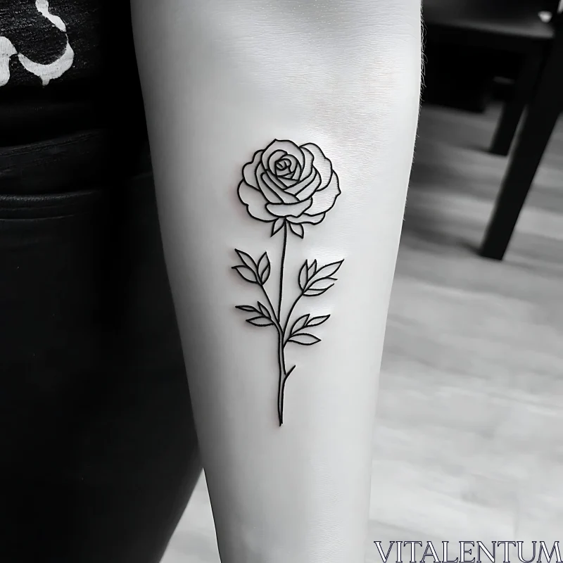 Black Ink Rose Tattoo Design AI Image