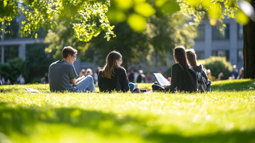 Group of Students Reading in Nature